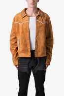 Veste à col en daim orange