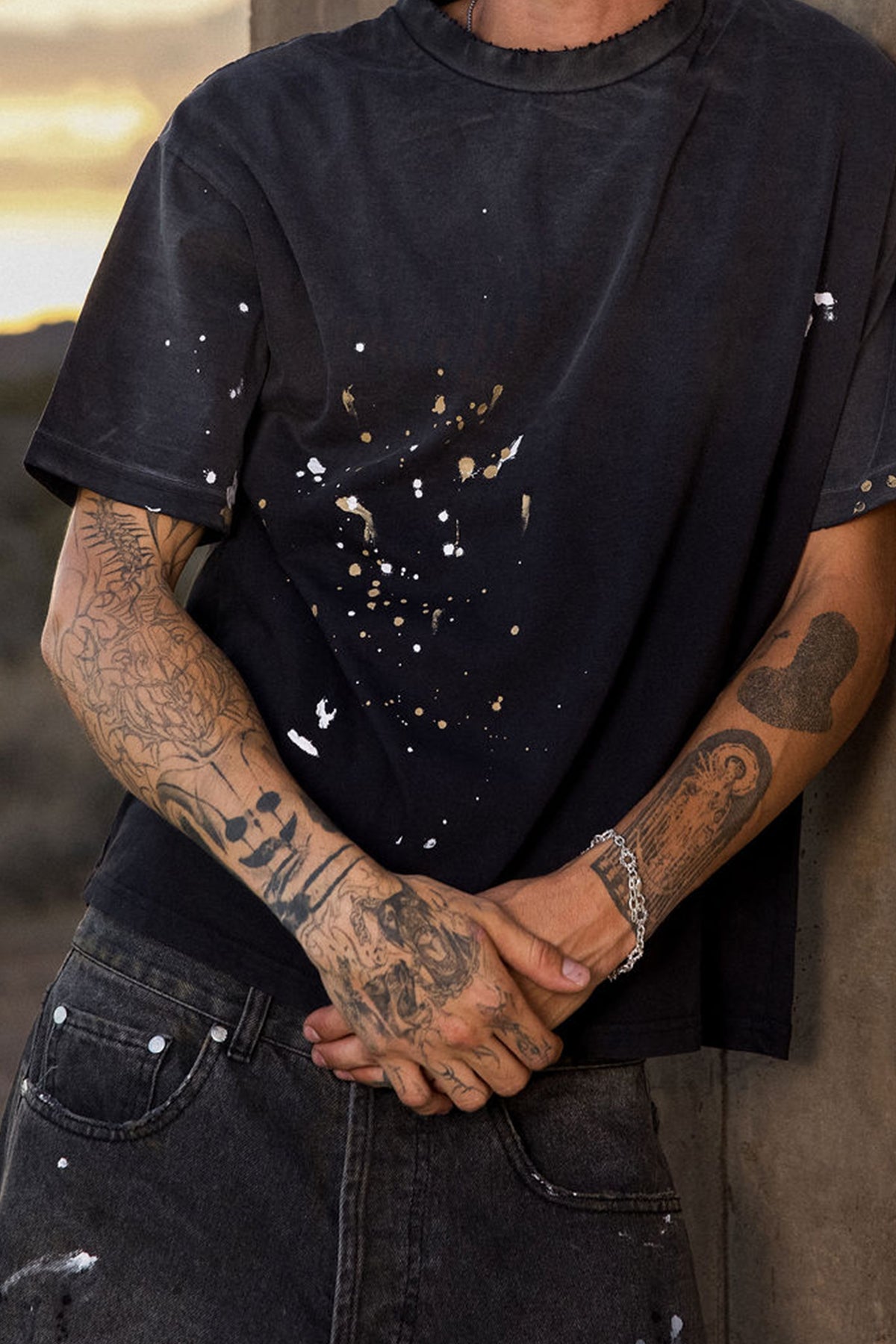 Sun Beat Painter Tee Shirt - Washed Black | mnml