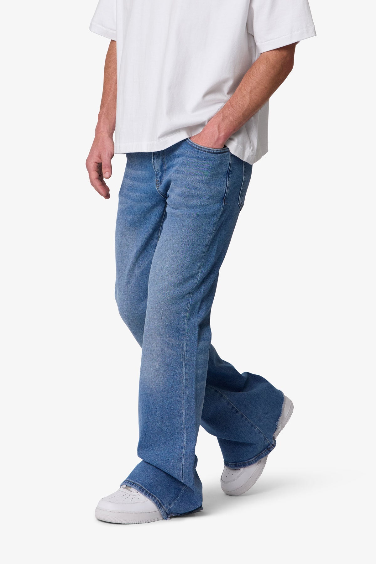 Super Flare Denim - Medium Blue | mnml | shop now
