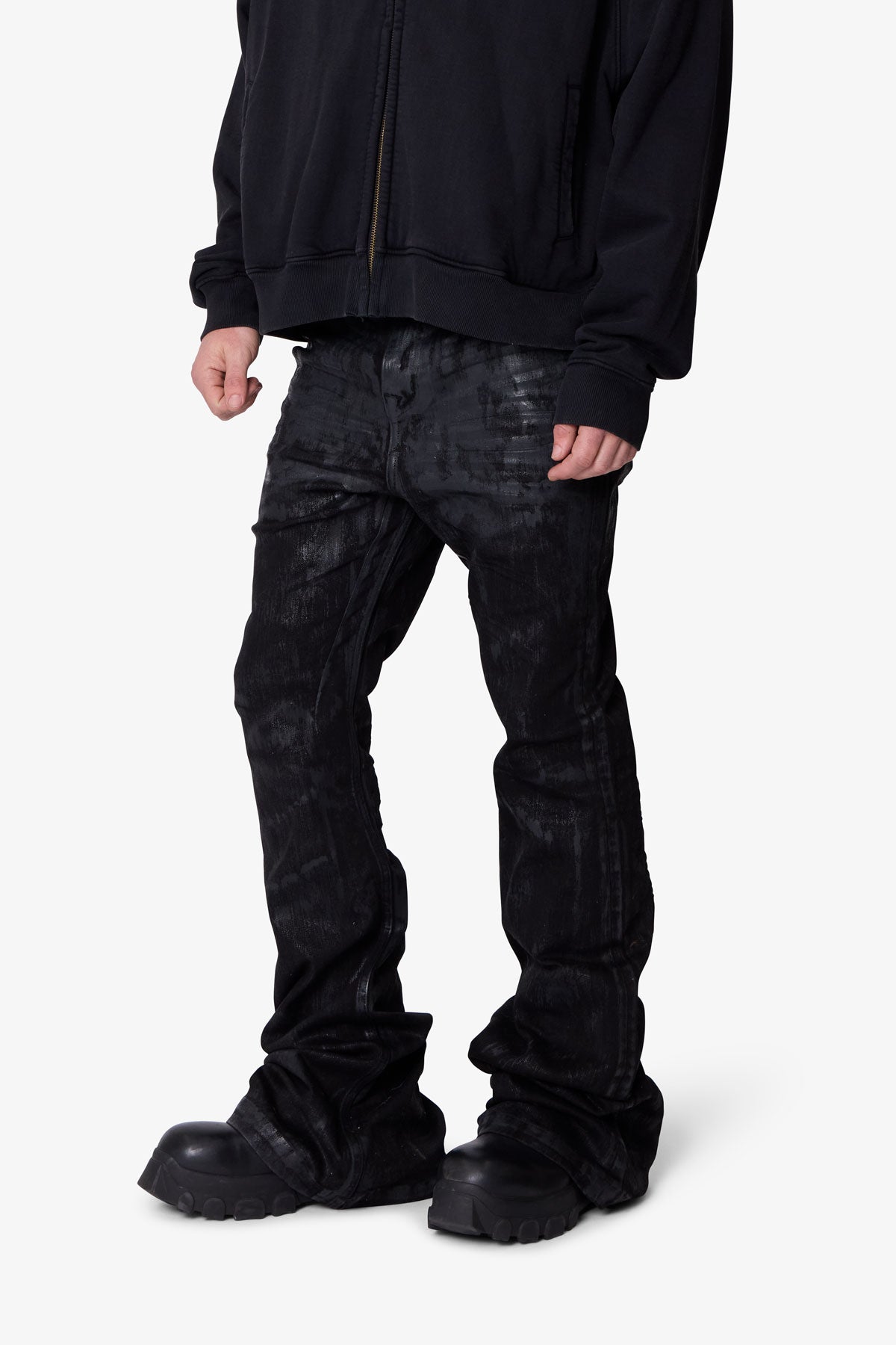 Super Stacked Denim - Waxed Black | mnml