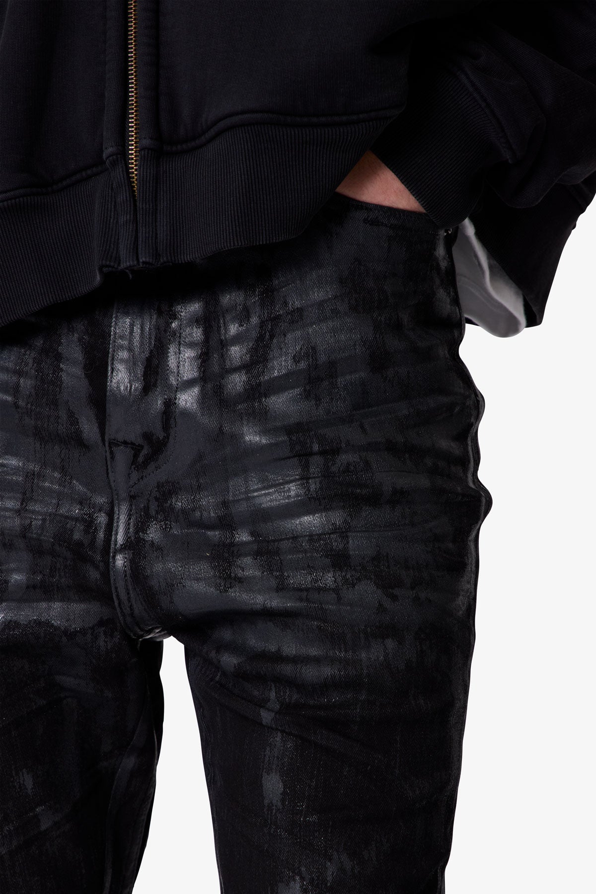 Super Stacked Denim - Waxed Black | mnml