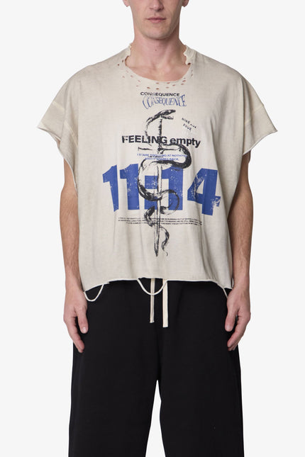 Tattered Cut Off Tee - Off White