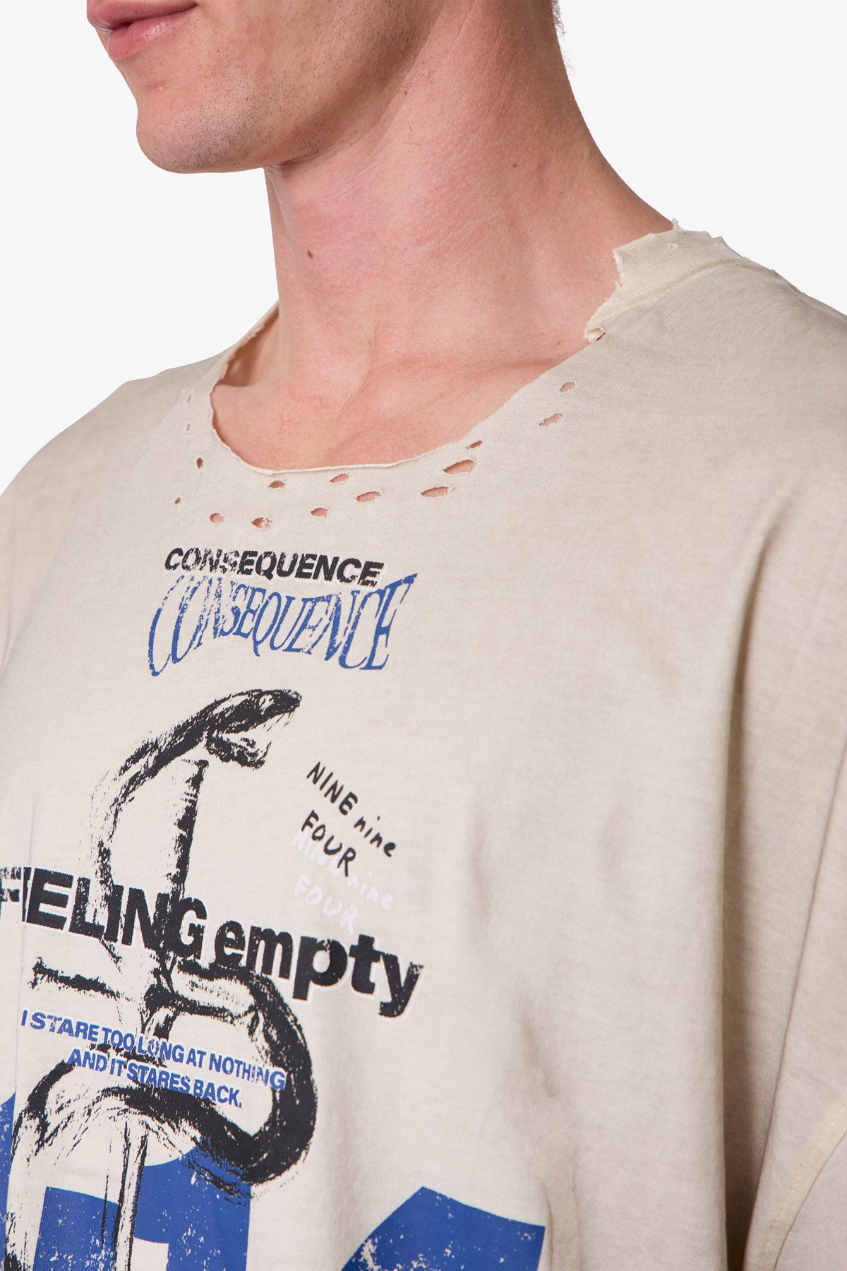 Tattered Cut Off Tee - Off White | mnml