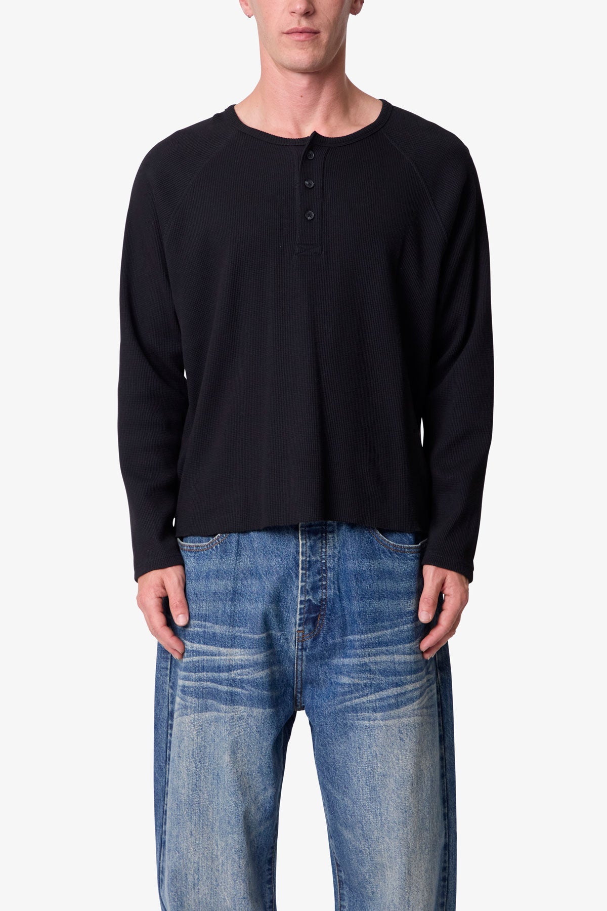 Thermal Henley L/S Tee - Black | mnml