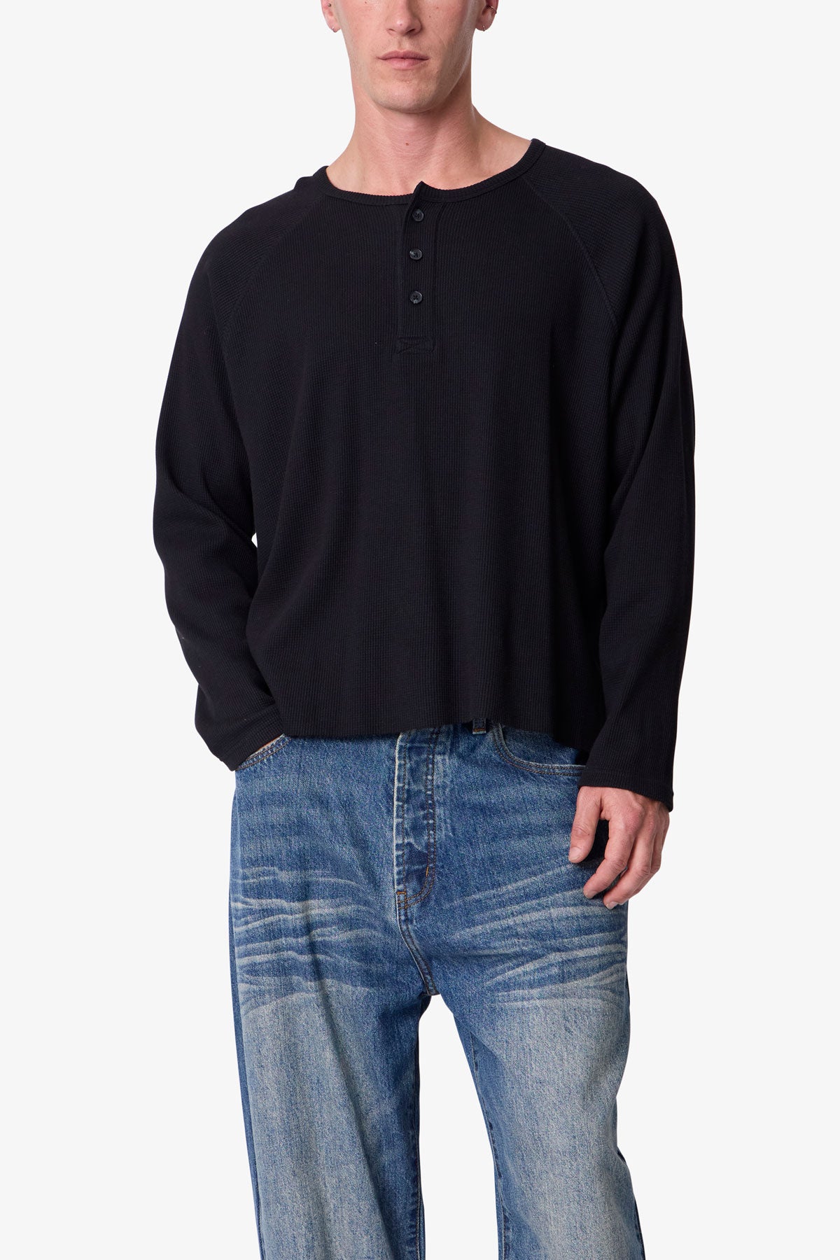 Thermal Henley L/S Tee - Black | mnml