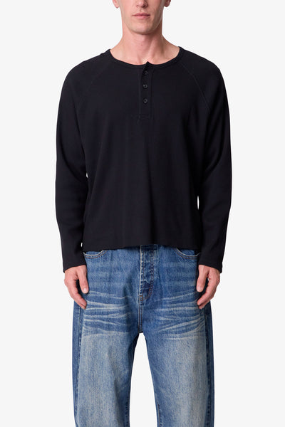 Thermal Henley L/S Tee - Black | mnml