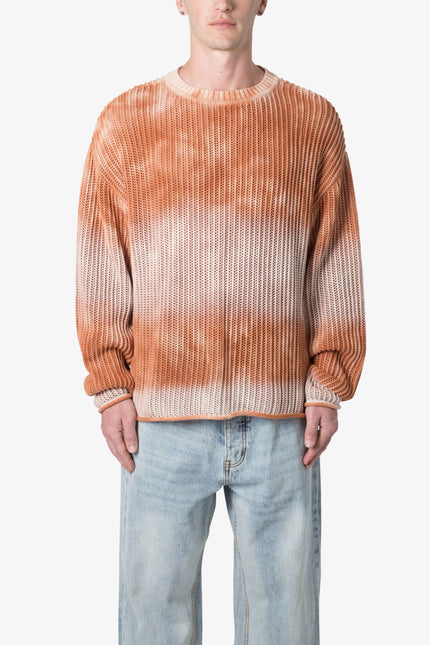 Tie Dye Open Knit Sweater - Orange