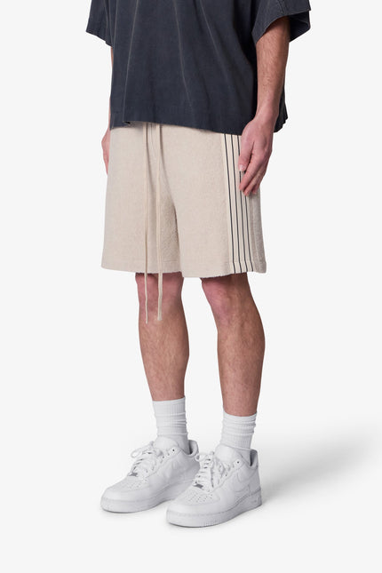 Tricot Striped Sweatshorts - Tan