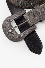 Turquoise Studded Belt - Black
