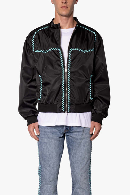 Turquoise Studded Snap Jacket - Black