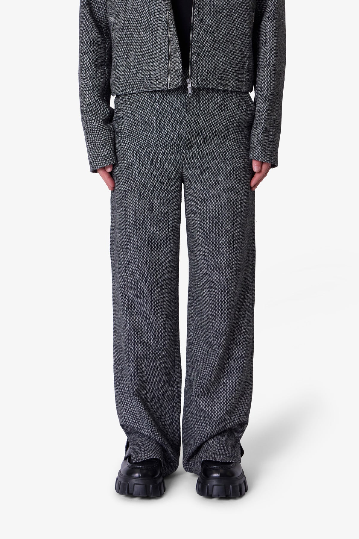 Tweed Trouser Pants - Black/Grey | mnml | shop now