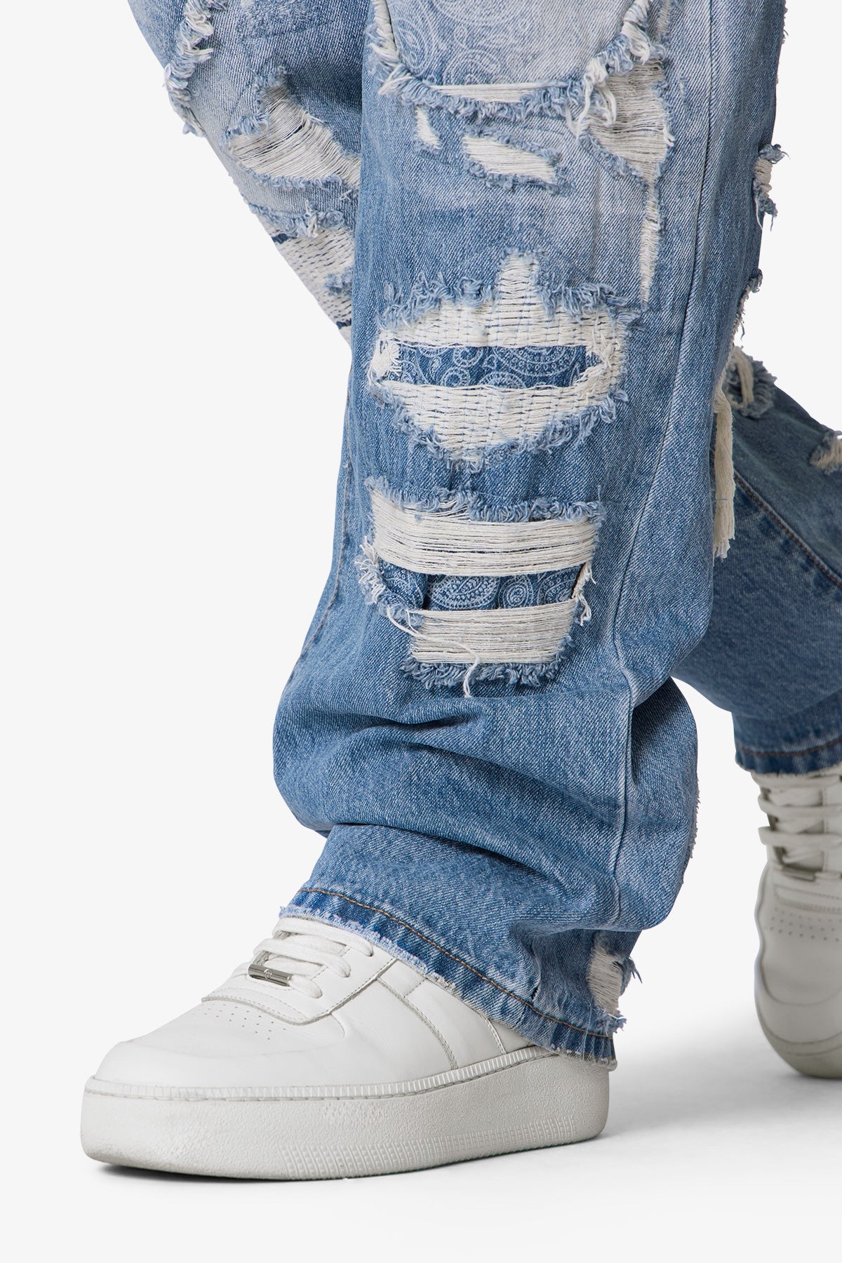 Ultra Baggy Better Repaired Denim - Light Blue | mnml