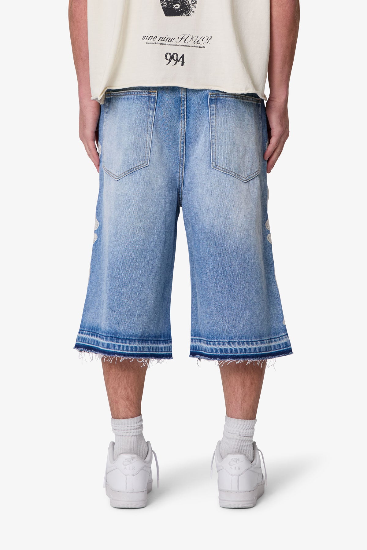 Ultra Baggy Bone Denim Shorts - Blue | mnml