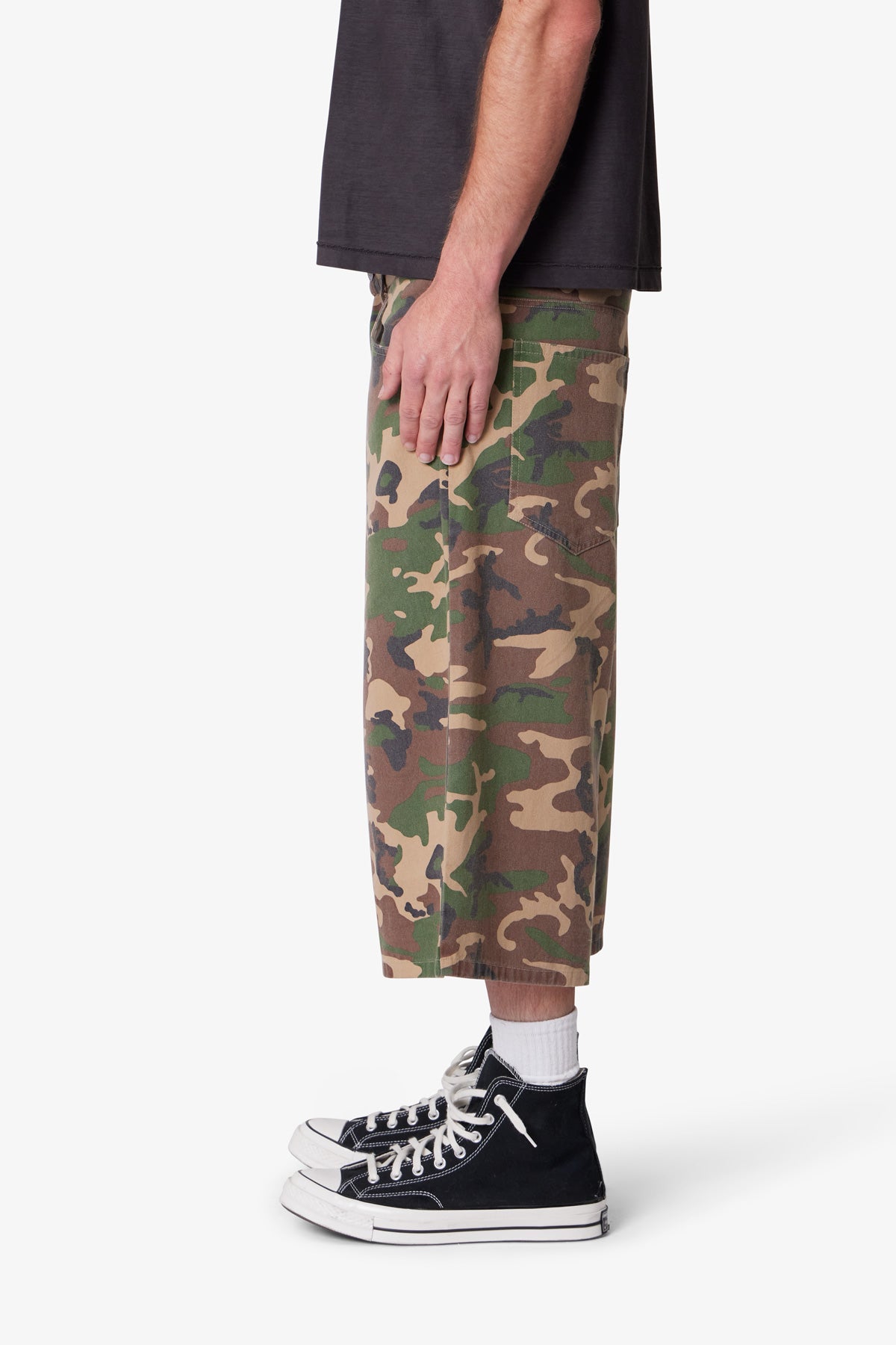 Ultra Baggy Camo Twill Shorts - Woodland Camo | mnml