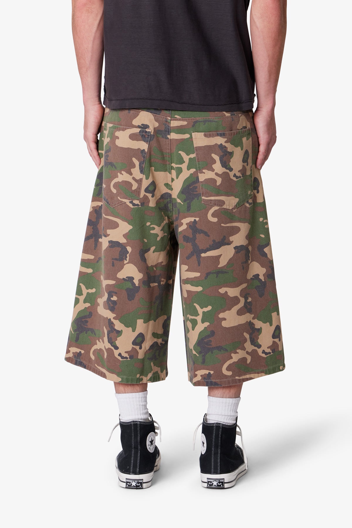 Ultra Baggy Camo Twill Shorts - Woodland Camo | mnml