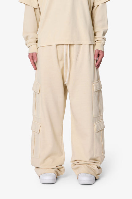 Ultra Baggy Cargo Sweatpants - Off White