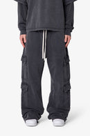 Ultra Baggy Cargo Sweatpants - Washed Black