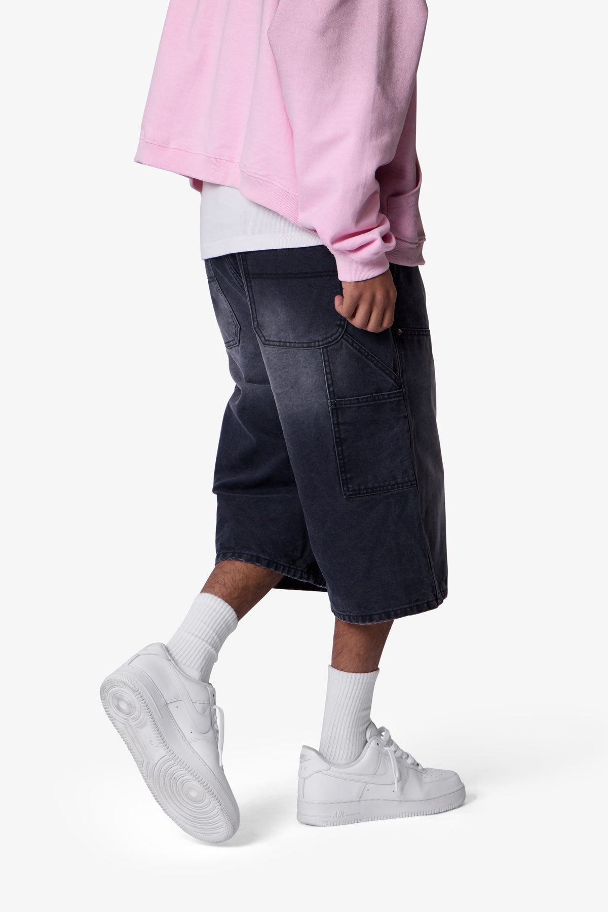 Ultra Baggy Carpenter Shorts - Washed Black | mnml
