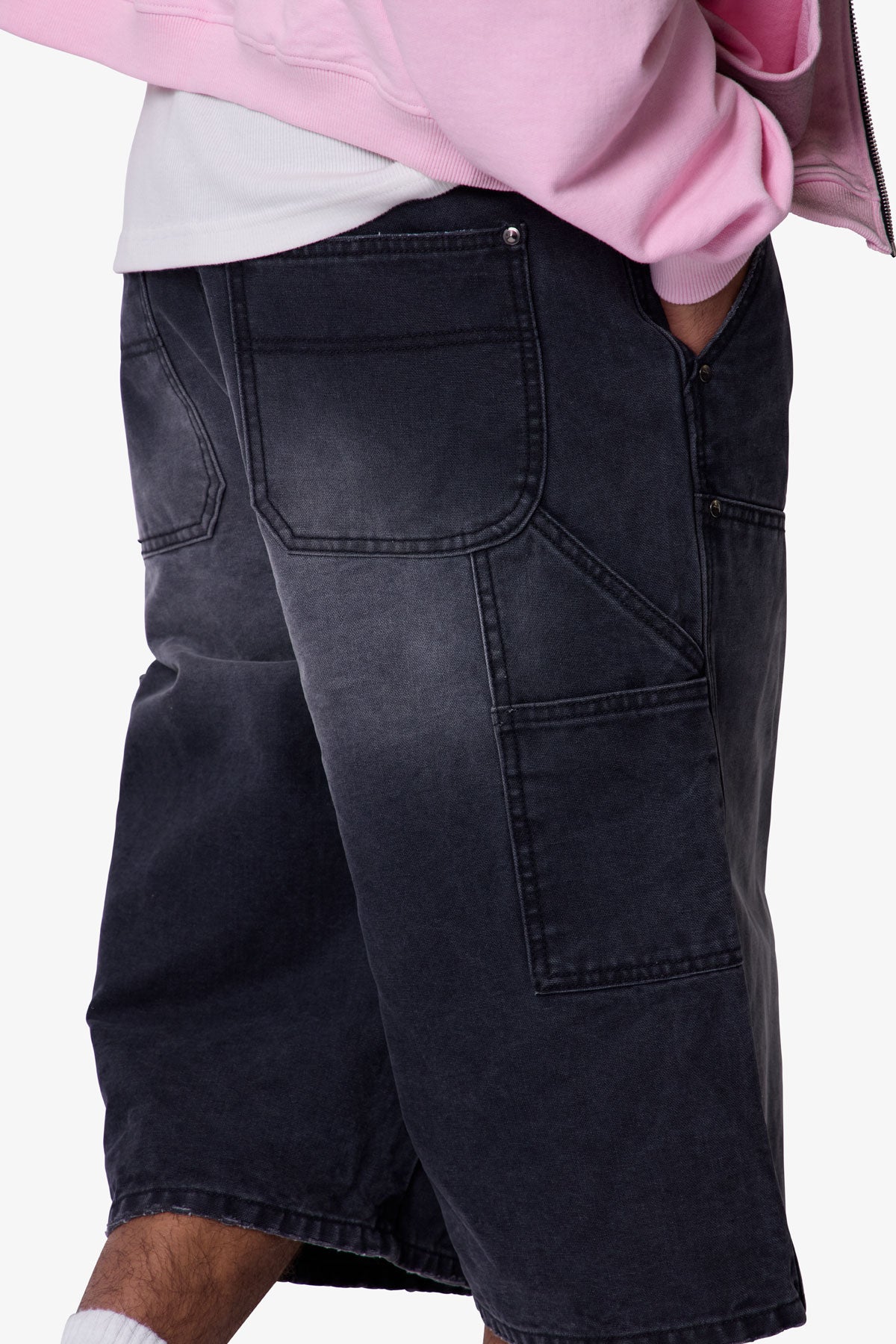 Ultra Baggy Carpenter Shorts - Washed Black | mnml