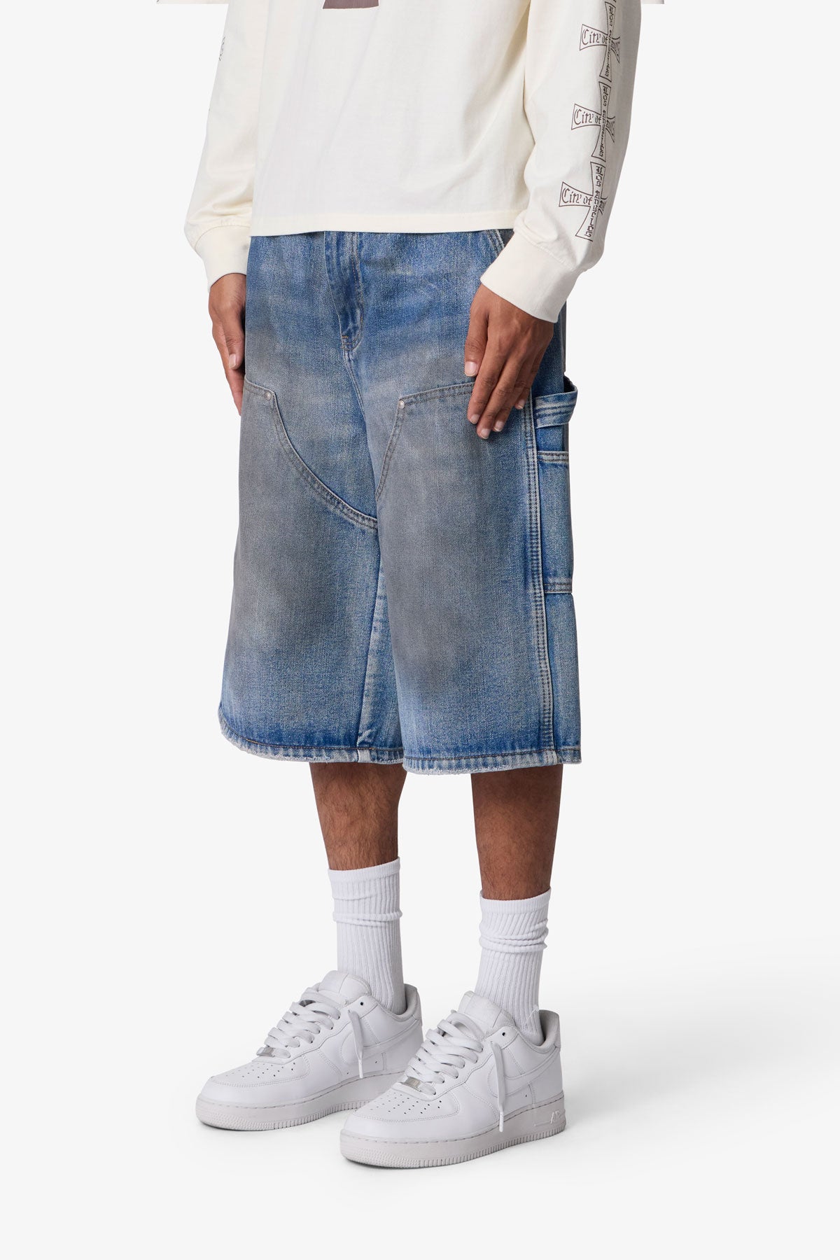 Ultra Baggy Carpenter Shorts - Washed Blue | mnml