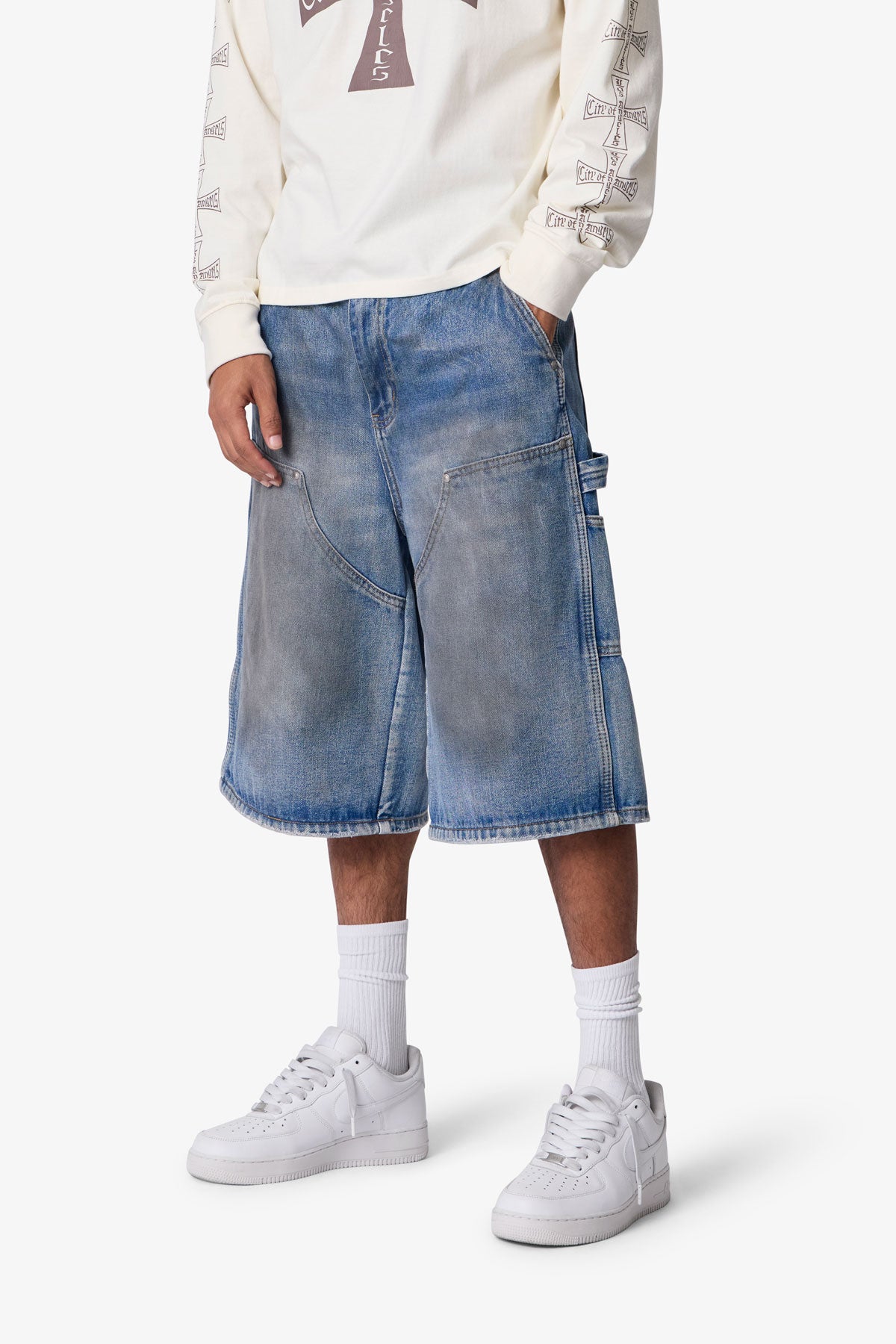 Ultra Baggy Carpenter Shorts - Washed Blue | mnml