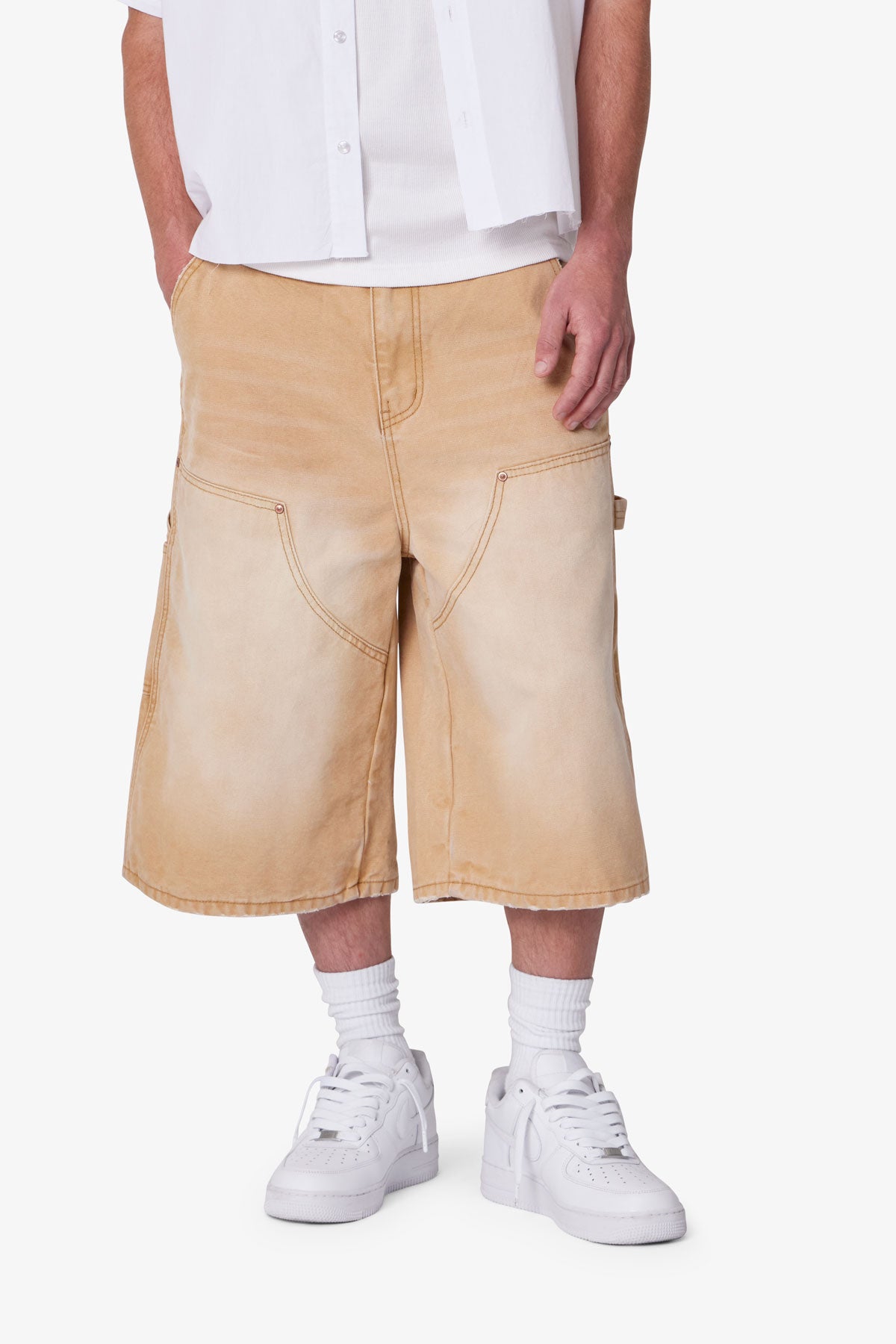 Ultra Baggy Carpenter Shorts - Washed Tan | mnml | shop now