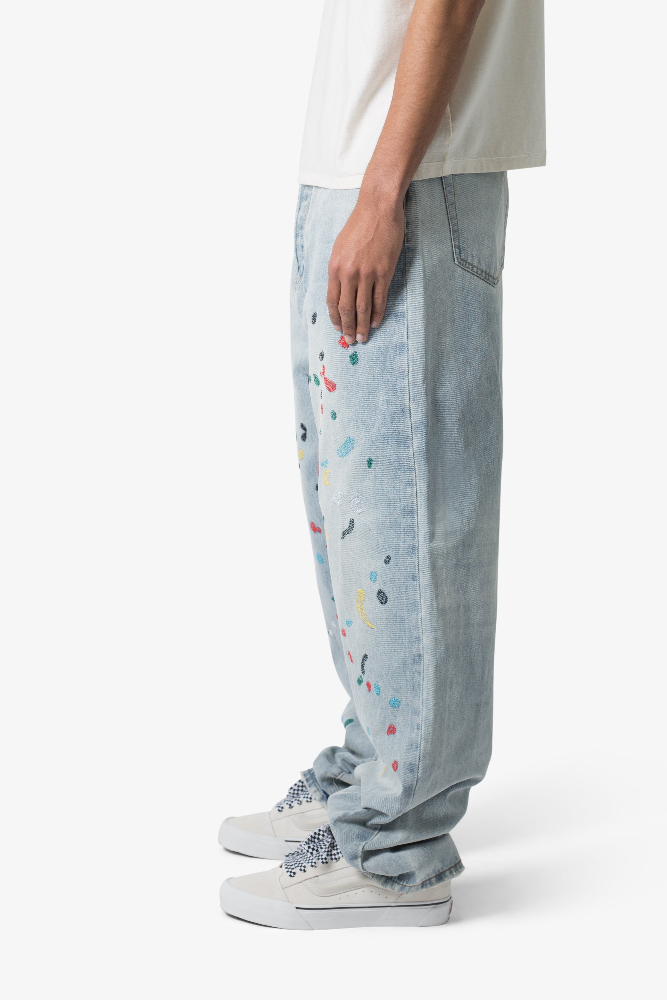 Ultra Baggy Chainstitch Denim - Light Blue | mnml | shop now