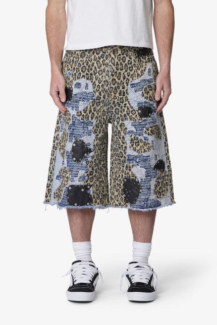 Ultra Baggy Cheetah Boro Shorts - Multi