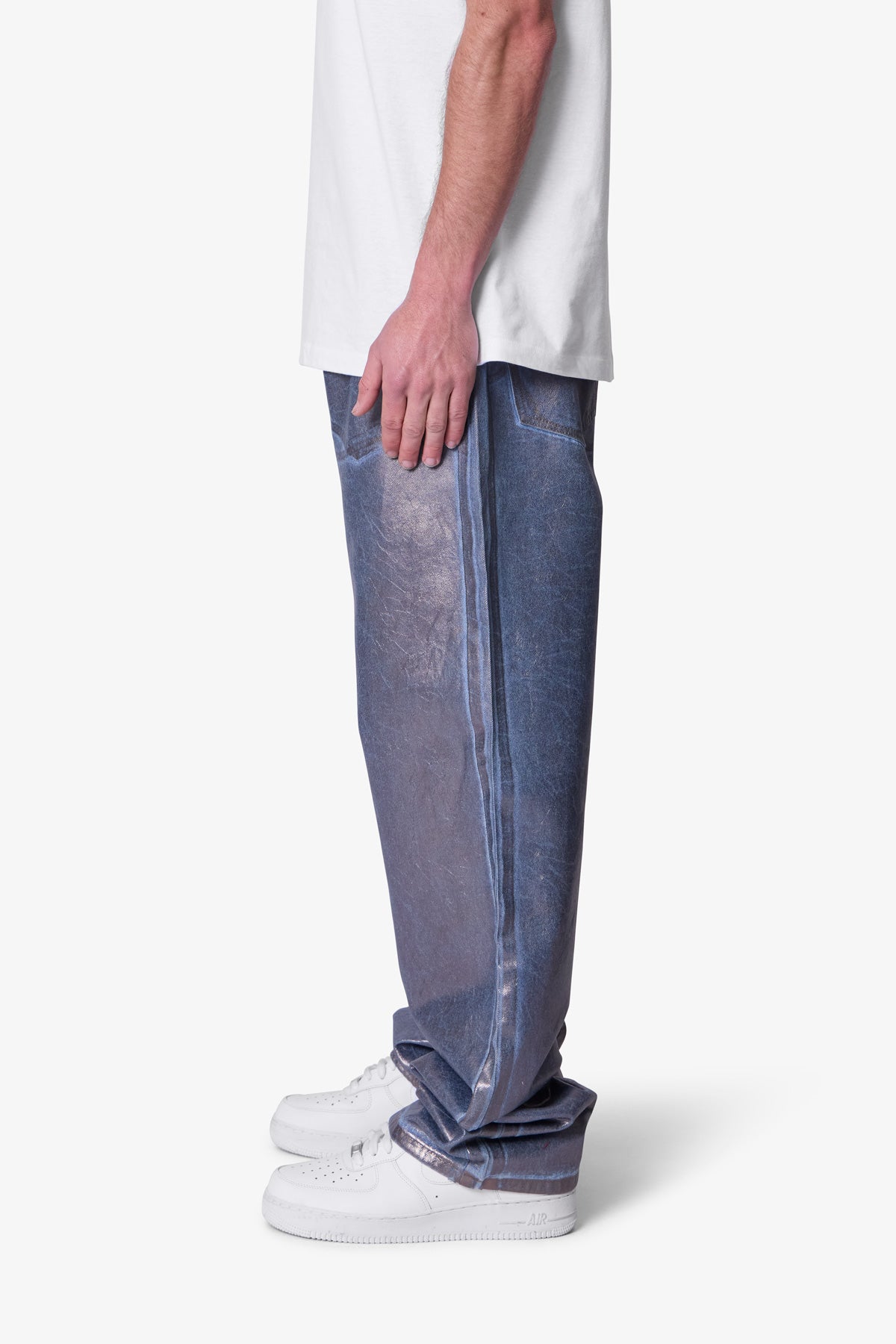Ultra Baggy Chrome Sprayed Denim - Blue/Silver | mnml