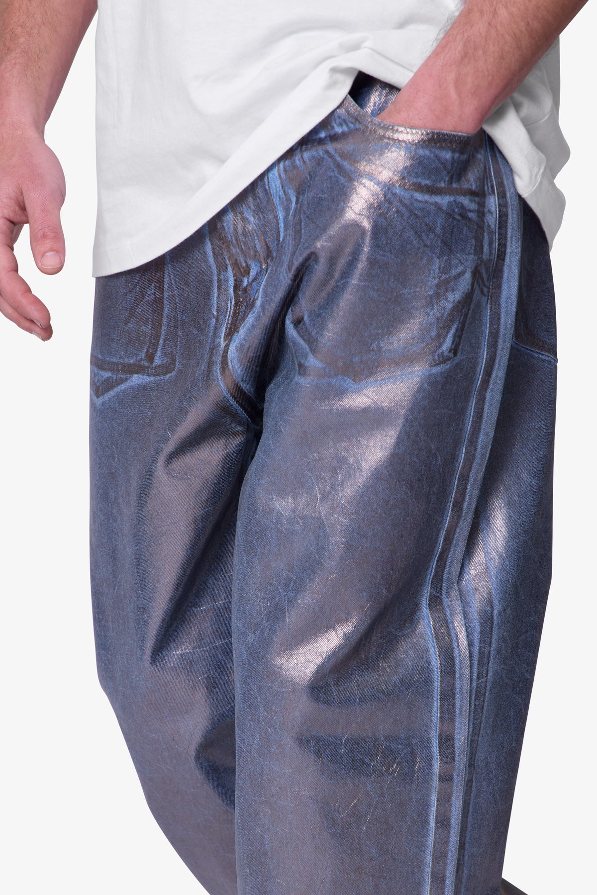 Ultra Baggy Chrome Sprayed Denim - Blue/Silver | mnml