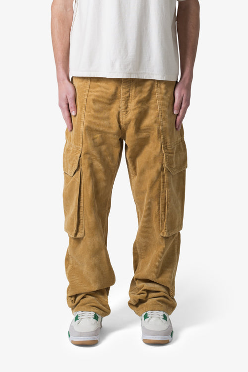 Drawcord Flare Cargo Pants - Khaki, mnml