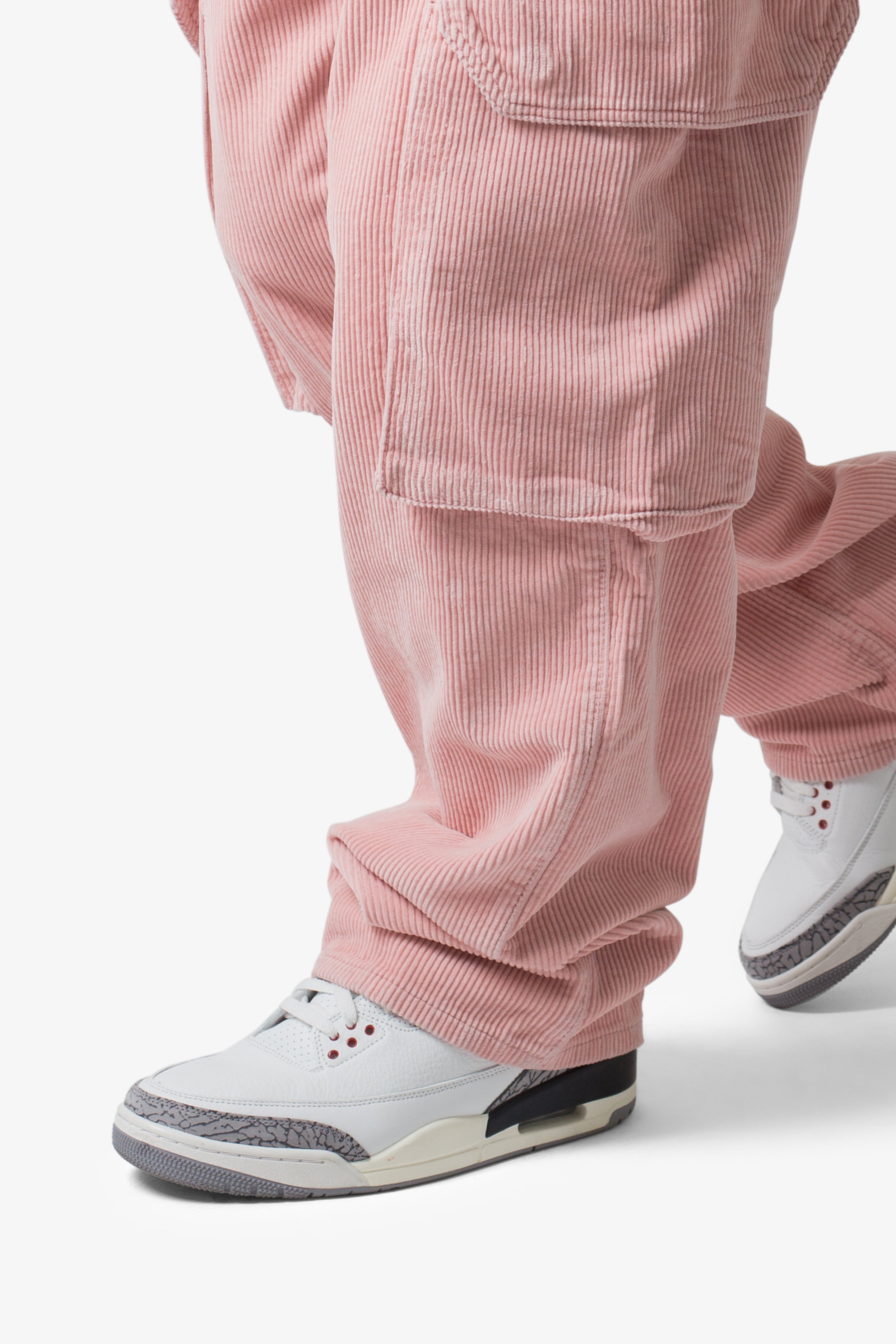 Ultra Baggy Corduroy Cargo Pants - Pink | mnml