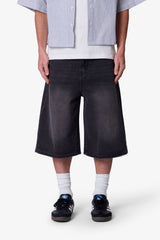 Ultra Baggy Denim Shorts - Black