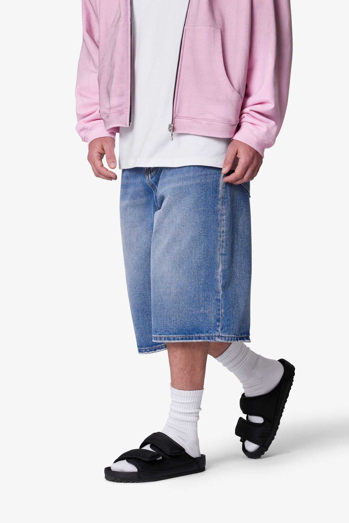 Ultra Baggy Denim Shorts - Medium Blue | mnml