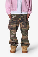 Pantalon cargo ultra ample et usé - Camouflage forêt