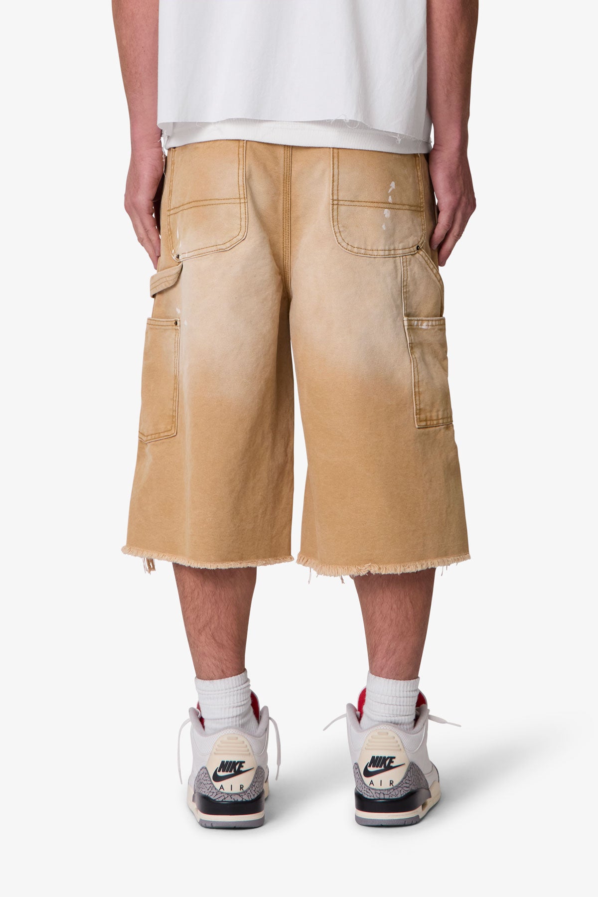 パンツ CC Baggy Cotton Canvas Painter Shorts 35 Ultra Baggy Distressed Carpenter Shorts - Tan | mnml