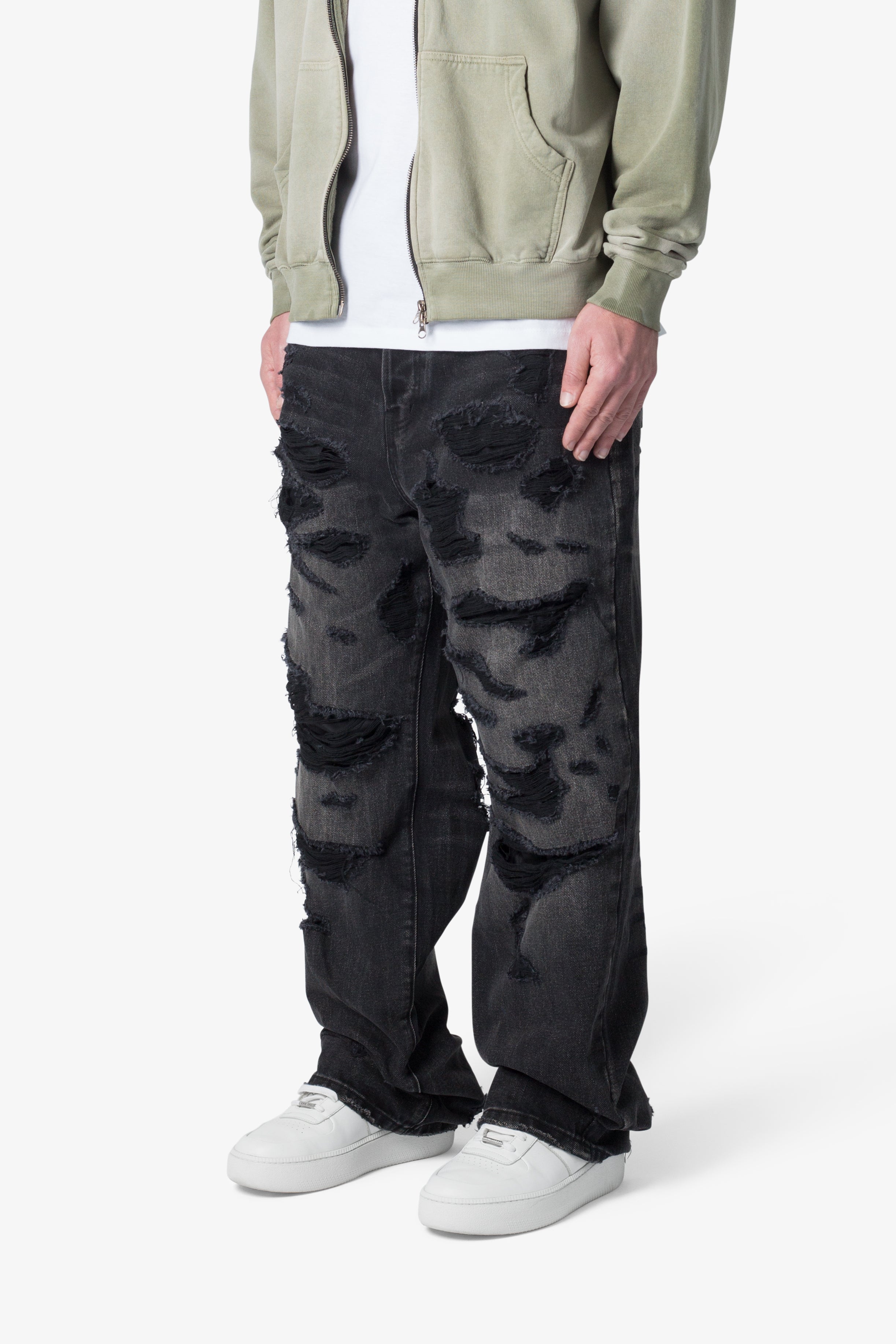 Ultra Baggy Distressed Denim - Vintage Black | mnml