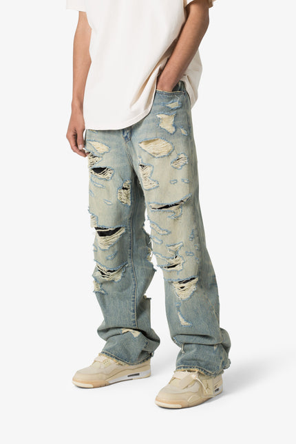 Ultra Baggy Distressed Denim - Vintage Blue