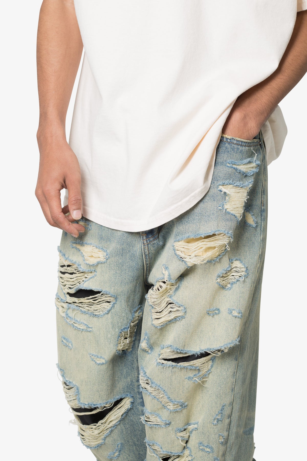 Ultra Baggy Distressed Denim - Vintage Blue | mnml