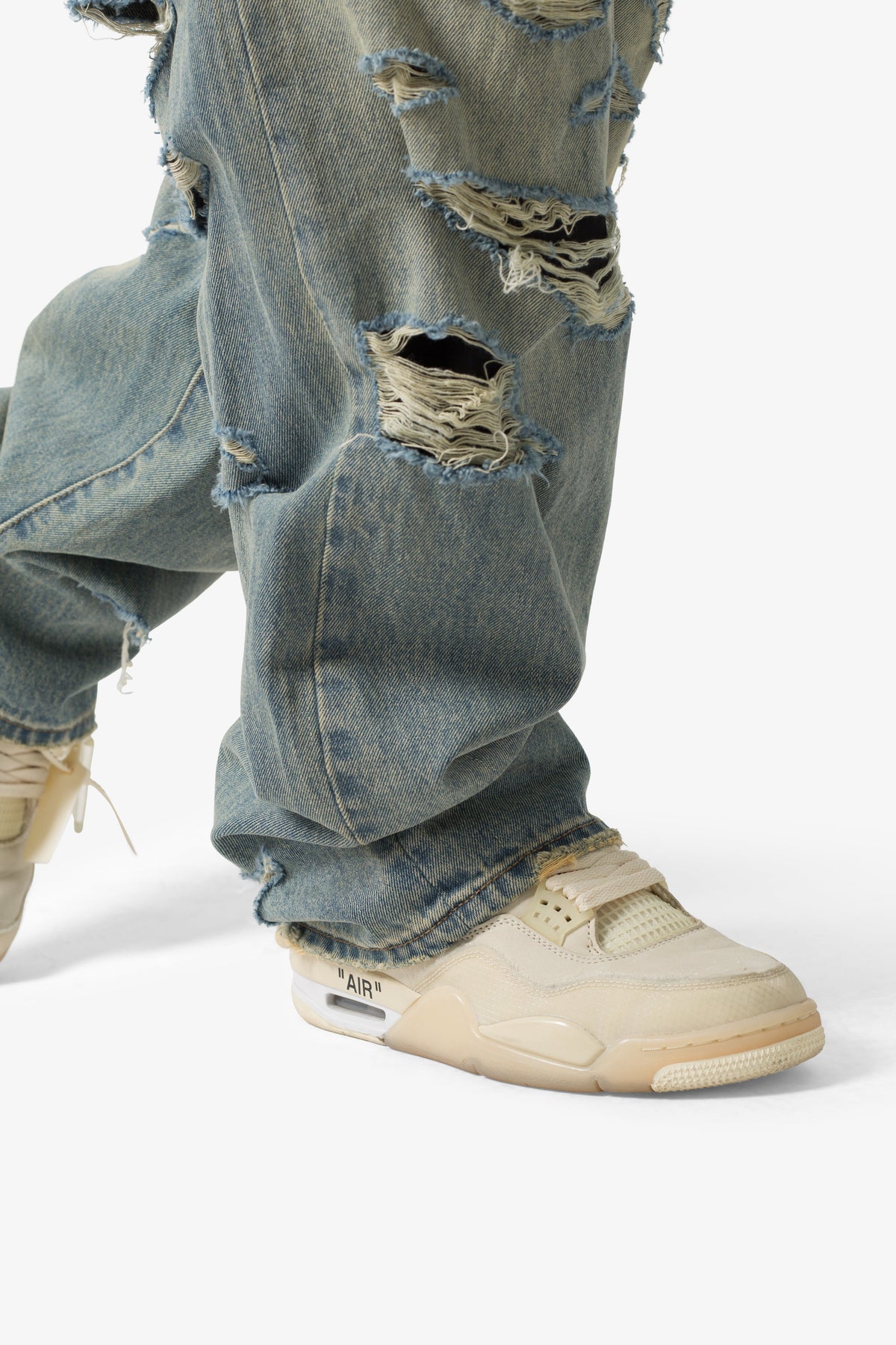 Ultra Baggy Distressed Denim - Vintage Blue | mnml