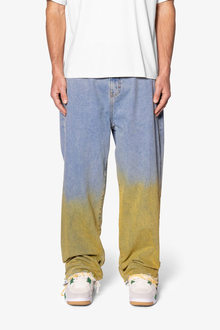 Ultra Baggy Dual Gradient Washed Denim - Blue