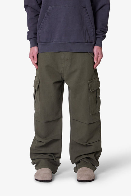 Ultra Baggy Denim Cargo Pants - Olive