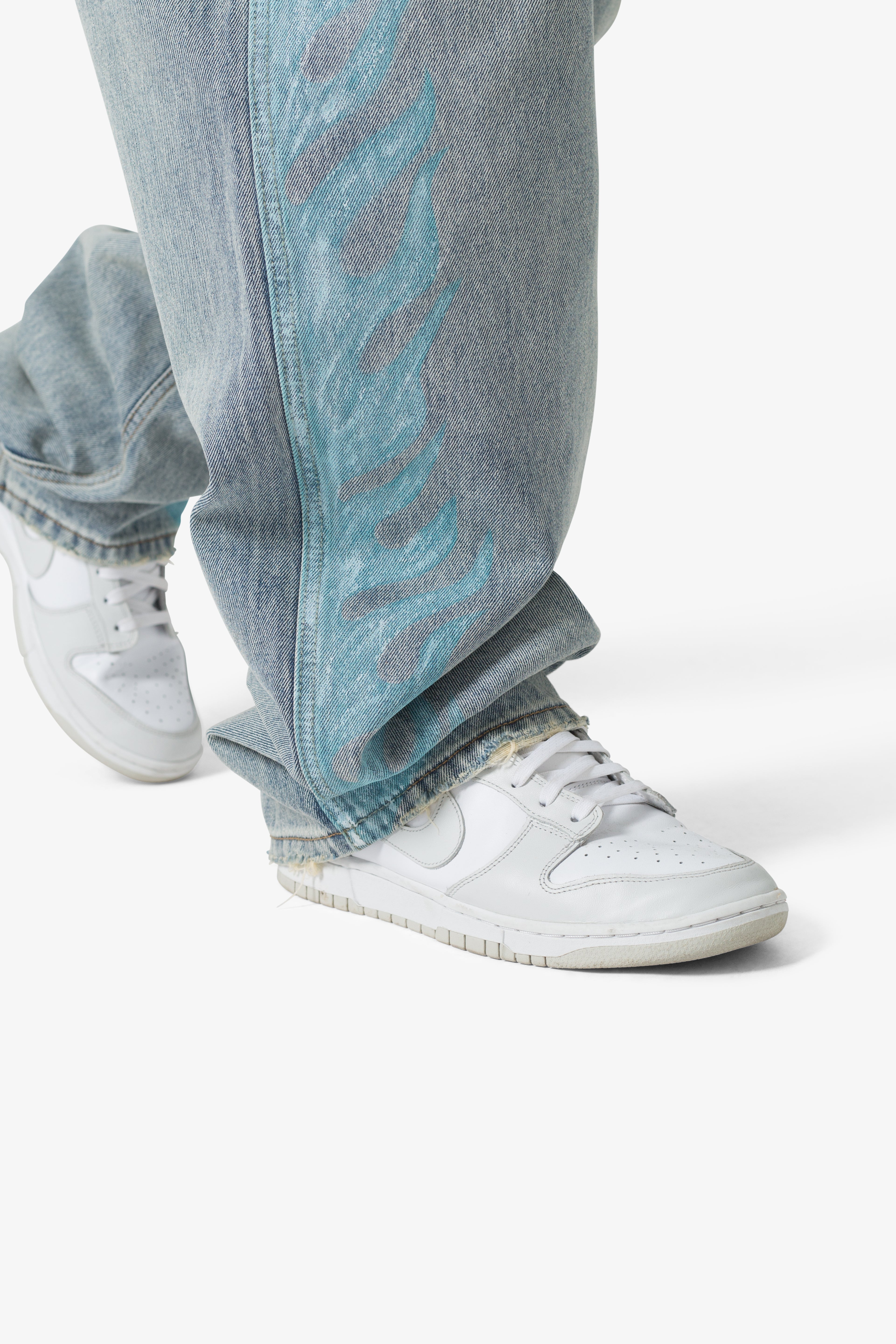 Ultra Baggy Flame Denim - Blue | mnml | shop now