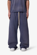 Pantalones deportivos holgados de felpa - Azul marino lavado