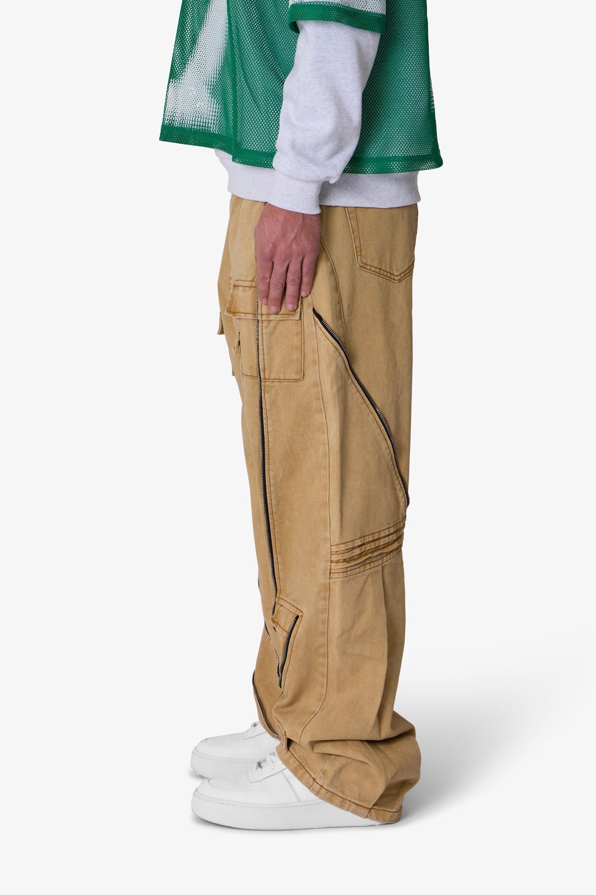 Ultra Baggy Grid Lock Denim - Brown | mnml