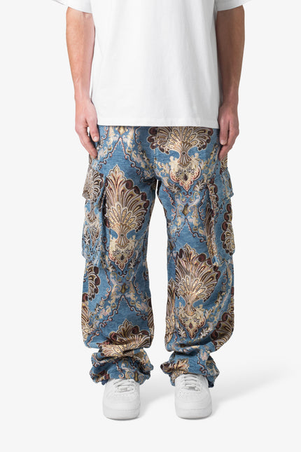 Ultra Baggy Jacquard Floral Cargo Pants - Multi Floral