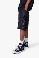 Short en cuir ultra ample clouté - Noir