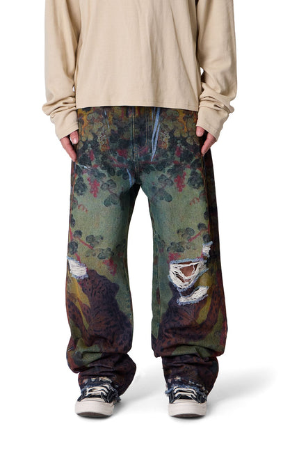 Ultra Baggy Leopard Denim - Multi