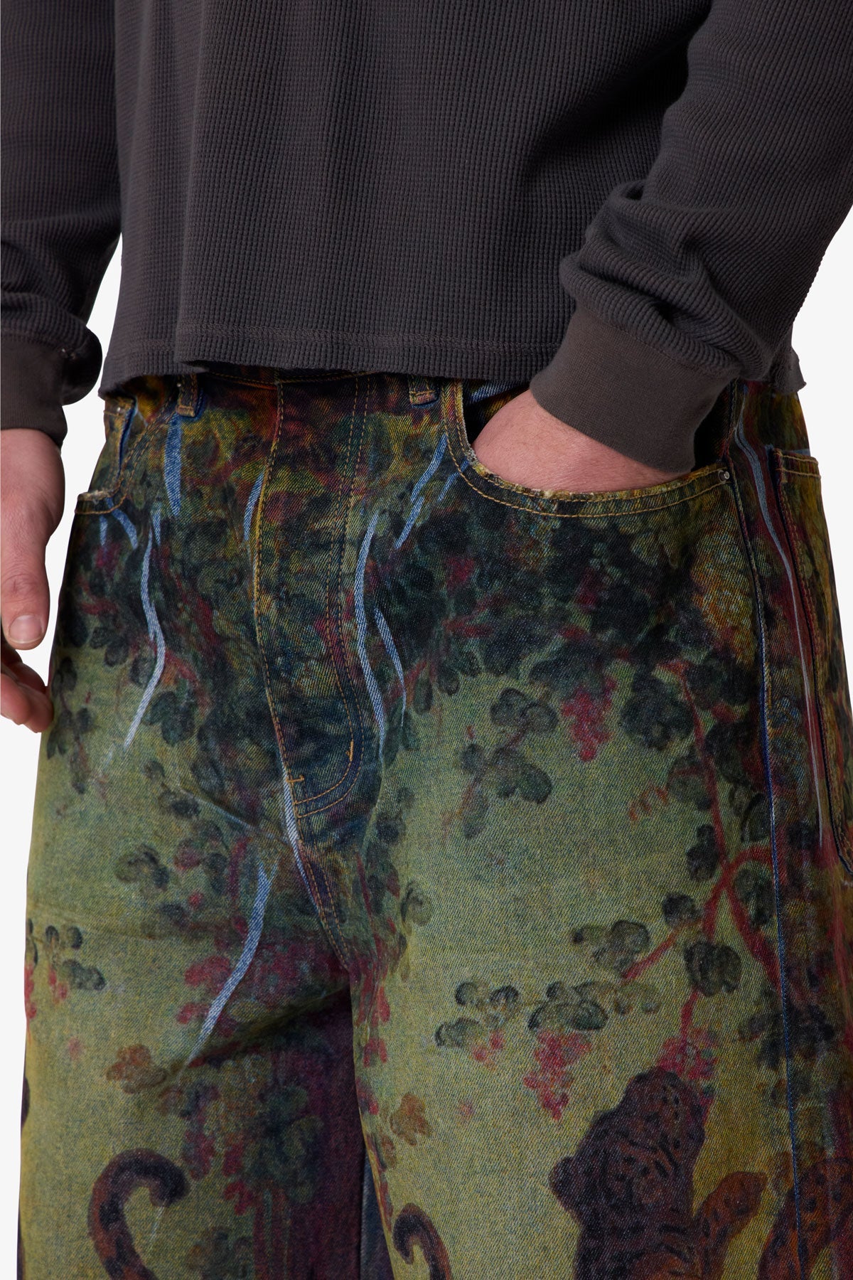 Ultra Baggy Leopard Denim Shorts - Multi | mnml