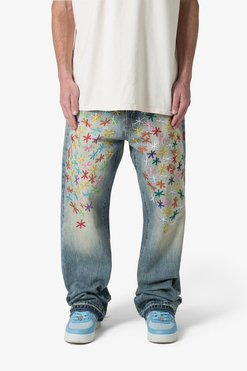 Ultra Baggy Multi Asterisk Denim - Blue/Multi